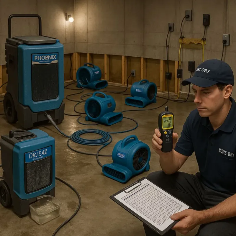 Structural Drying and Dehumidification process in Drexel, NC